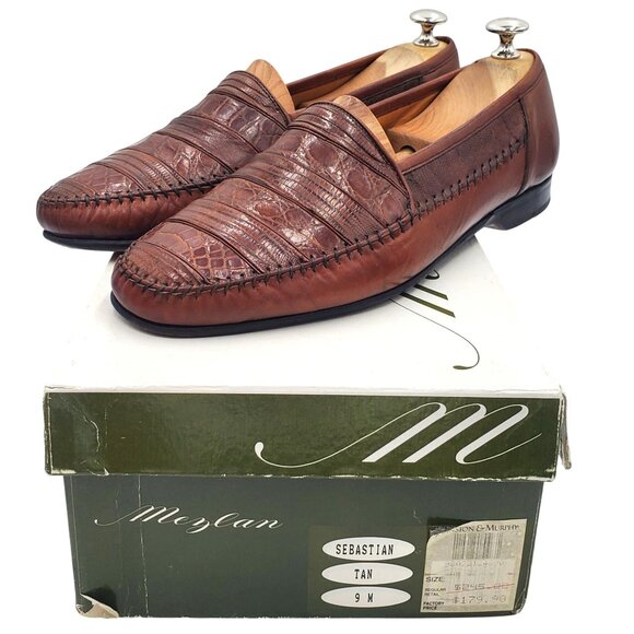 Mezlan Sebastian Men's size 9 Brown Exotic Lizard loafer dress shoes Spain - Picture 1 of 12